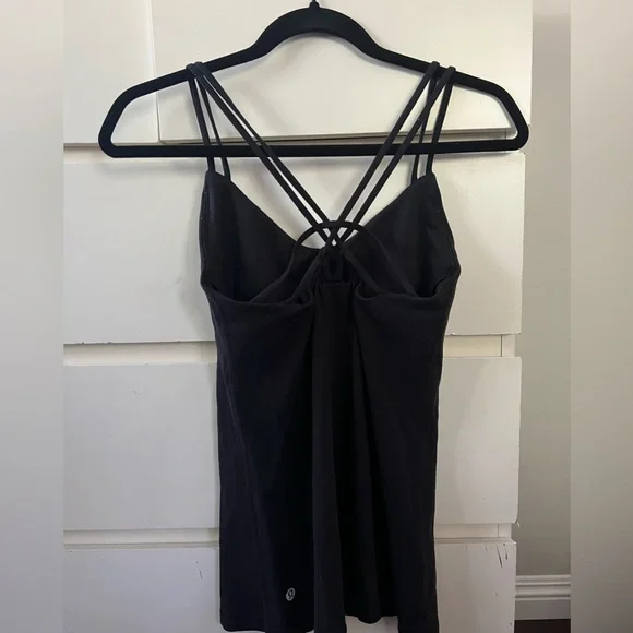 Lululemon black top, criss-cross back size 6. Just too small for me now. Used . - Picture 3 of 6